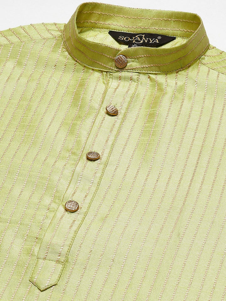 SOJANYA Men Woven Design Kurta with Churidar with Nehru Jacket
