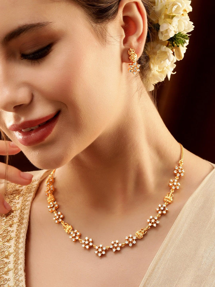 Rubans Gold-Plated AD Stone Jewellery Set