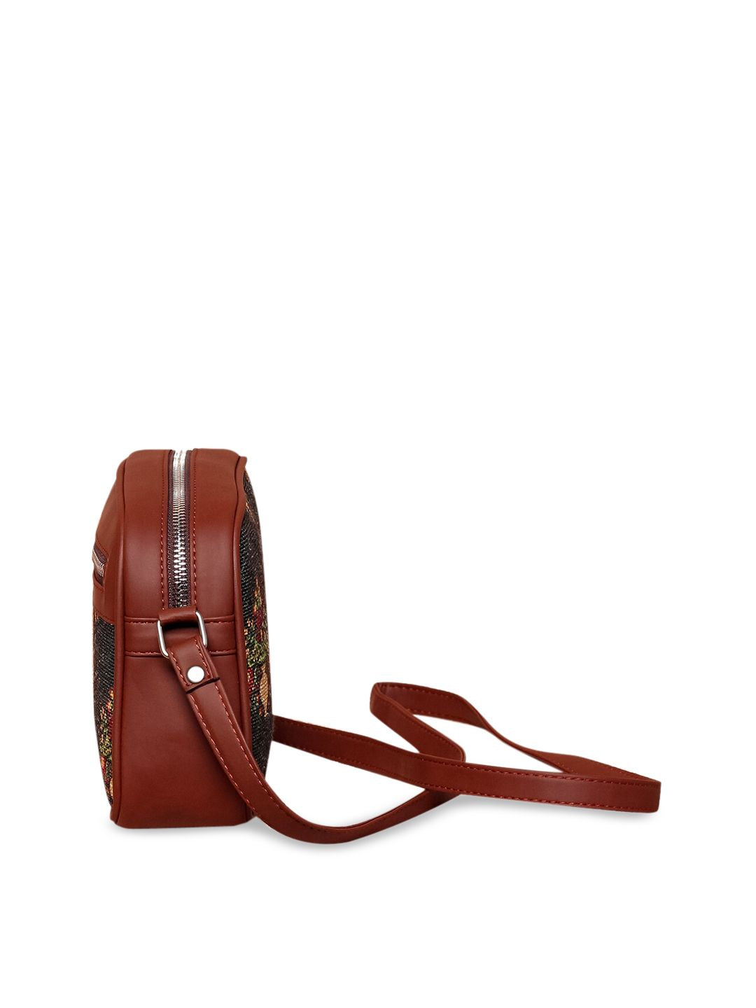 ZOUK Green Floral Structured Sling Bag