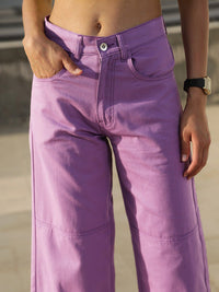 STREET 9 Women Lavender Relaxed Mid-Rise Cotton Trousers