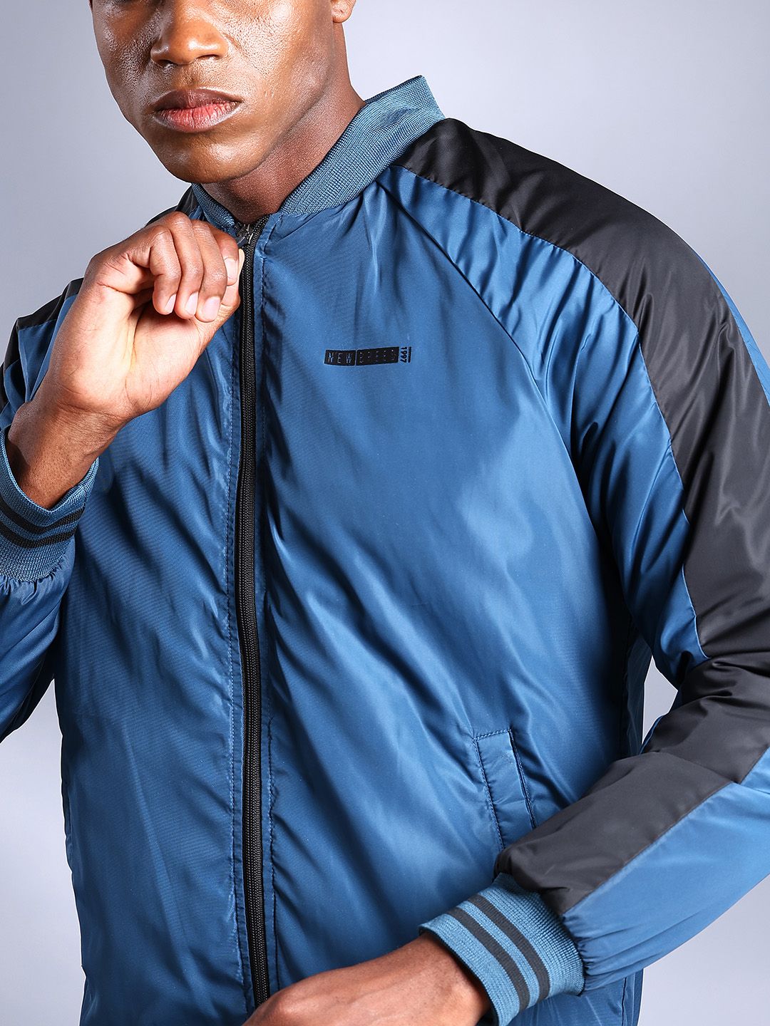 The Indian Garage Co Men Colourblock Slim Fit Bomber Jacket