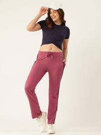 Monte Carlo Women Mid-Rise Regular Fit Track Pants with Side Stripes