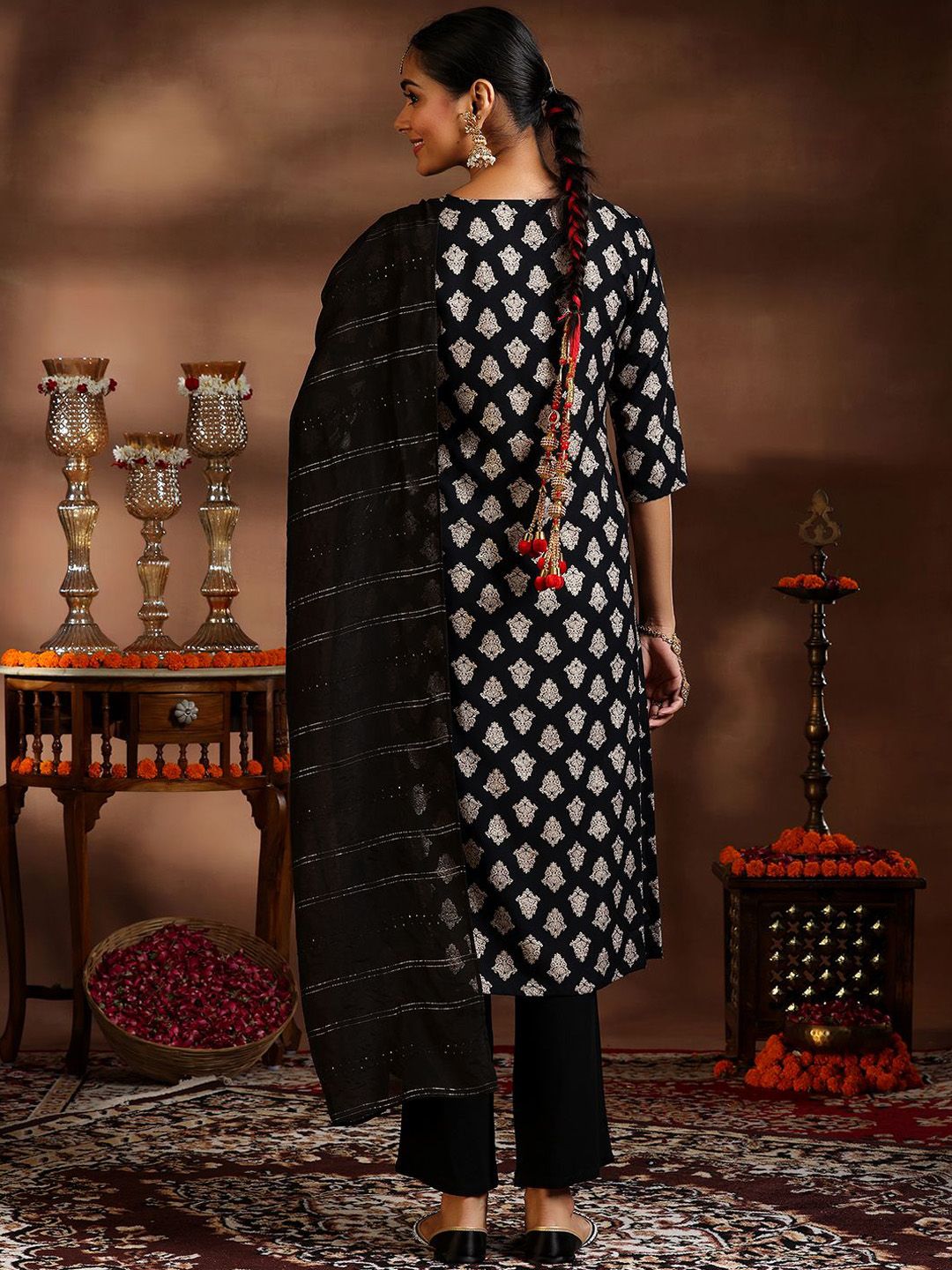 Libas Ethnic Motifs Printed Straight Kurta With Trouser & Dupatta