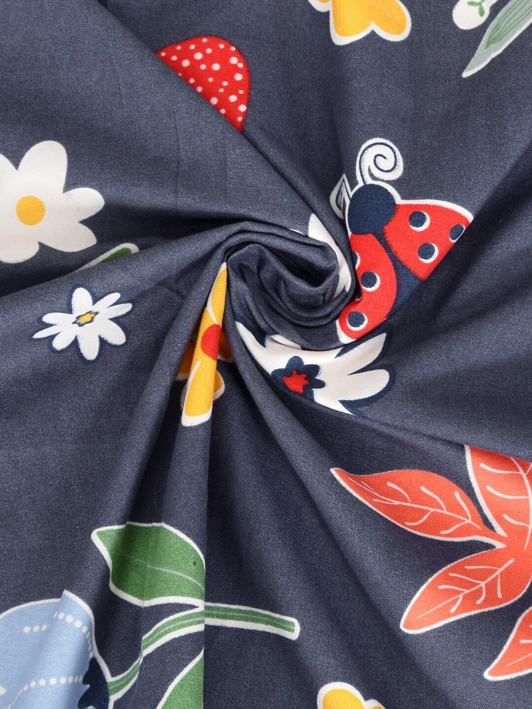 KLOTTHE Grey Floral Polycotton 300 TC Single Cadar Halus dengan Sarung Bantal-89 x 59 inci