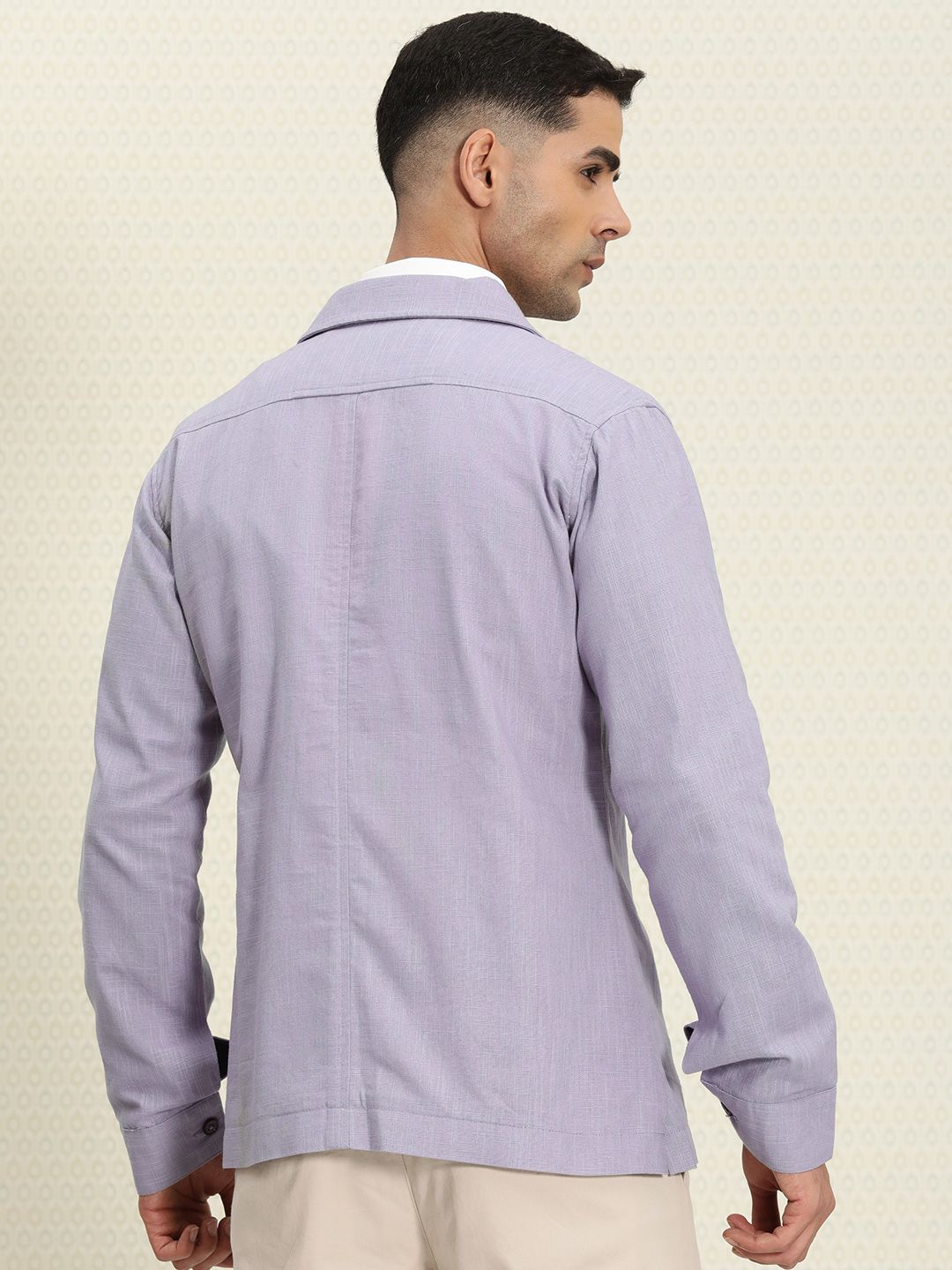 House of Pataudi Men Pure Cotton Self-designed Single-Breasted Jashn Blazer