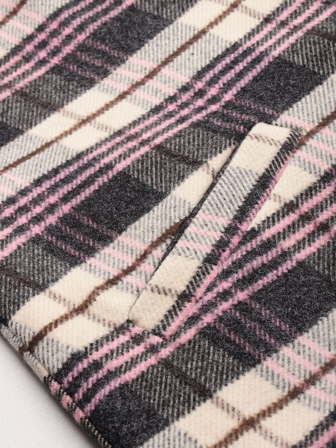 DressBerry Notched Lapel Checked Longline Overcoat