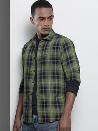 The Indian Garage Co Men Navy Blue Checked Casual Shirt