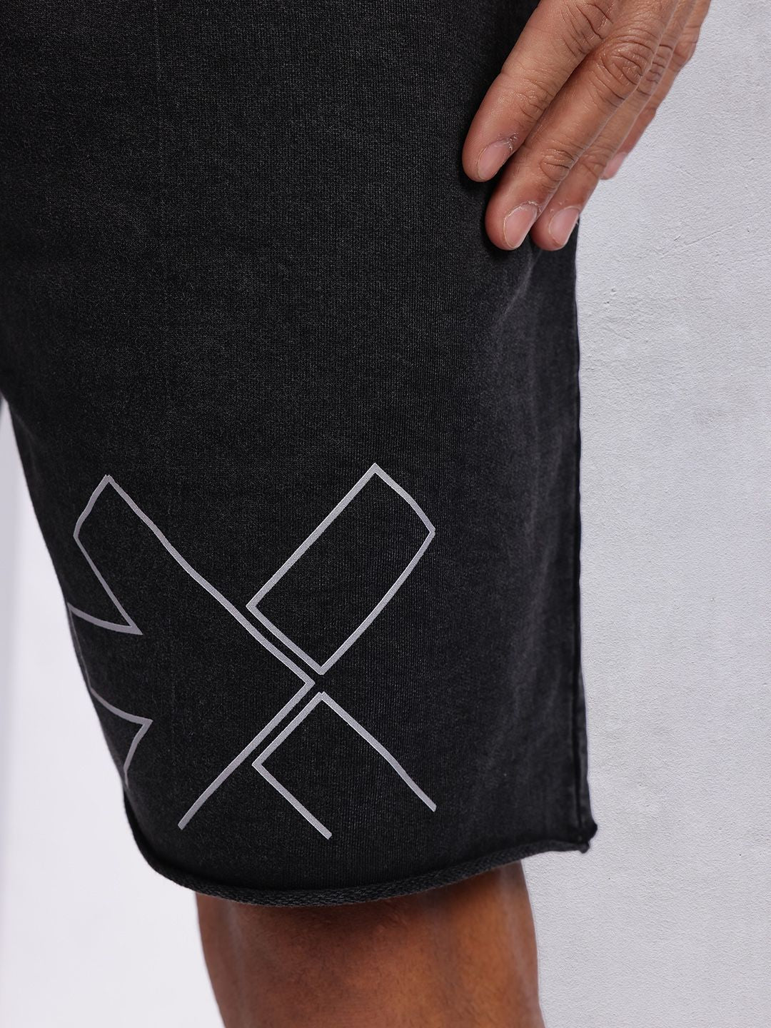 HRX by Hrithik Roshan Men Brand Logo Print Pure Cotton Washed Effect Training Shorts