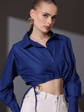 STREET 9  Cotton Shirt Style Crop Top