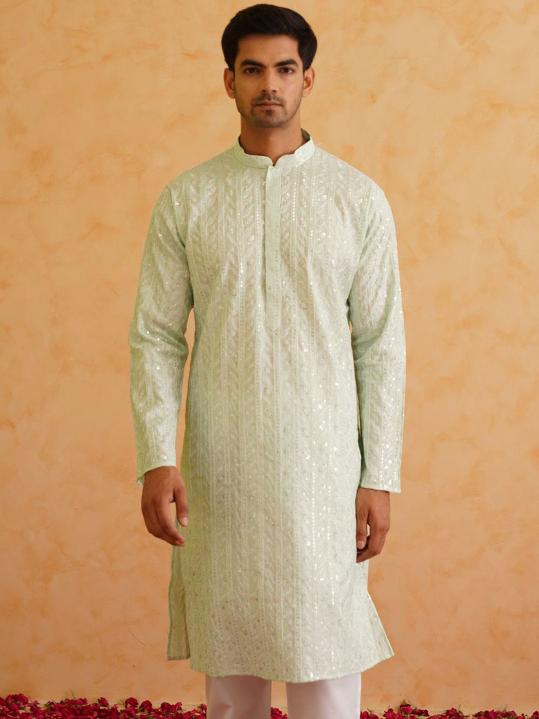 SOJANYA LUXE Ethnic Motifs Embroidered Thread Work Cotton Silk Straight Kurta