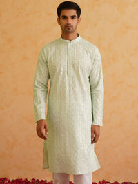 SOJANYA LUXE Ethnic Motifs Embroidered Thread Work Cotton Silk Straight Kurta