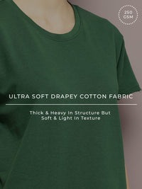 DILLINGER Women Ultra Soft Drapey Cotton Crew Neck Boxy T-Shirt