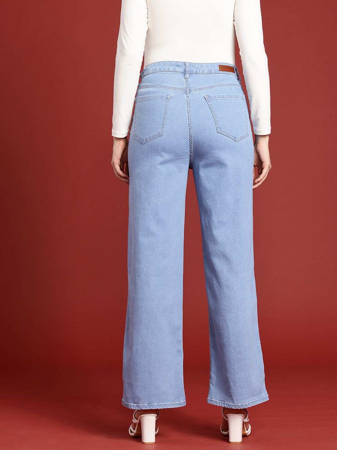 all about you Women Straight Fit High-Rise Slash Knee Stretchable Jeans