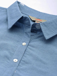 Anouk Woven Design Shirt Collar Pure Cotton Kurta