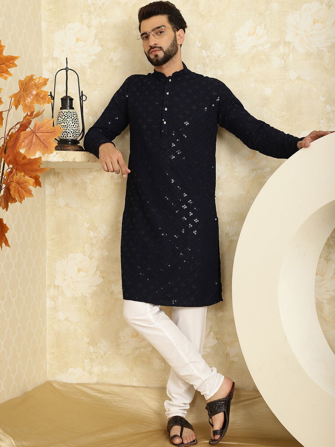 SOJANYA Motif Etnik Sulaman Kurta Kapas Tulen Labuci Biasa Dengan Churidar