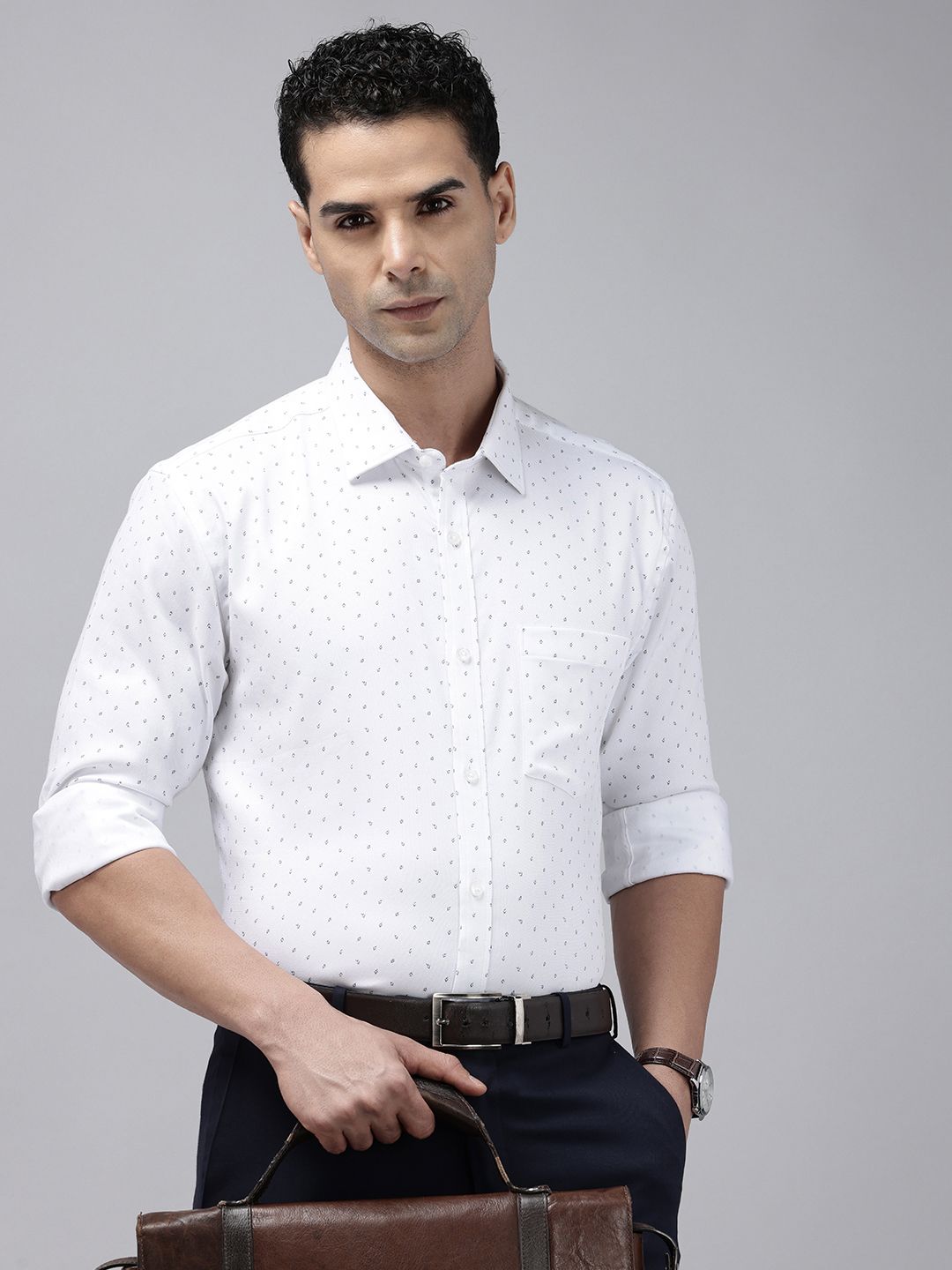 Park Avenue Slim Fit Opaque Micro Ditsy Printed Formal Shirt