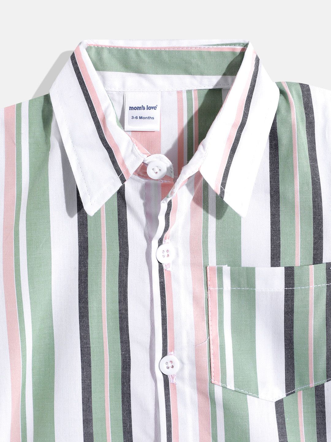 Moms Love Infant Boys Multi Vertical Stripes Pure Cotton Shirt