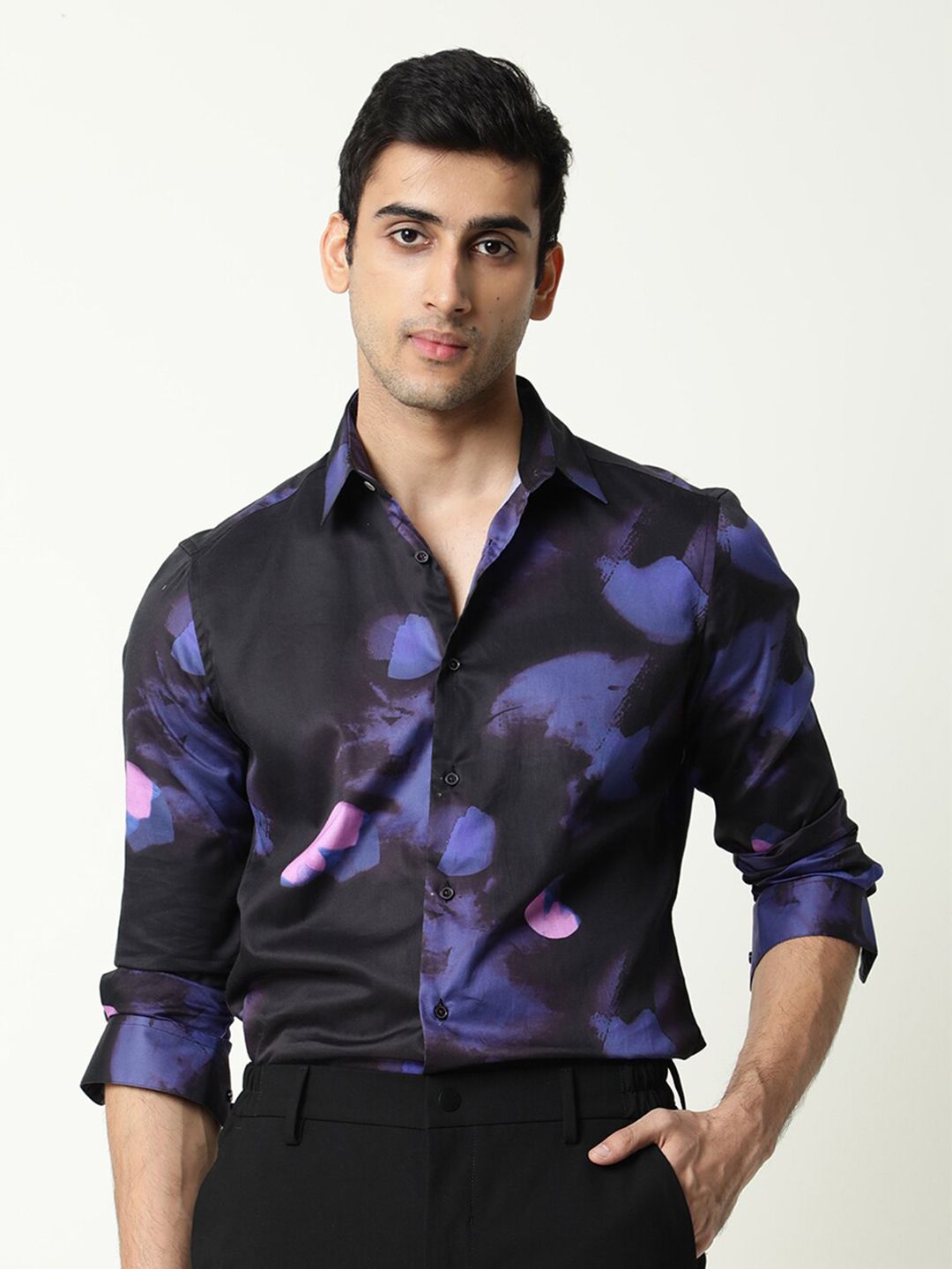 RARE RABBIT Men Pure Cotton Toforo Slim Fit Floral Printed Shirt