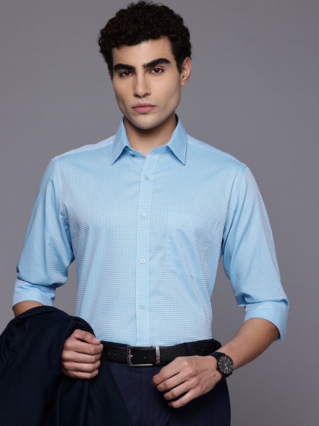 Raymond Slim Fit Textured Pure Cotton Formal Shirt