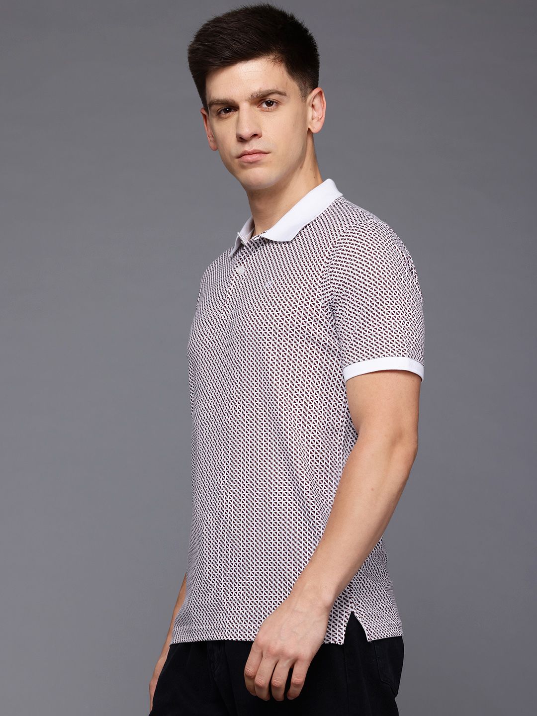 Raymond Geometric Print Polo Collar Pure Cotton Modern Fit T-shirt