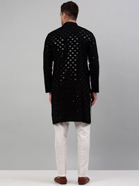 Jompers Mandarin Collar Embroidered Chikankari Straight Kurta With Pyjamas