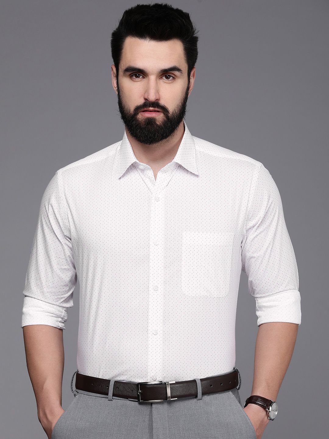 Raymond Slim Fit Printed Pure Cotton Formal Shirt