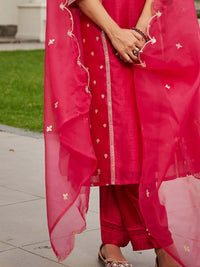 Indo Era Women Ethnic Motifs Embroidered Panelled Kurta with Trousers & With Dupatta