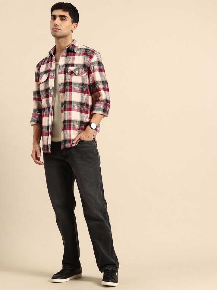 Being Human Checked Drop-Shoulder Sleeves Pure Cotton Casual Shirt