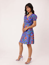 DressBerry Chic Bloom Printed Gathered A-Line Dress