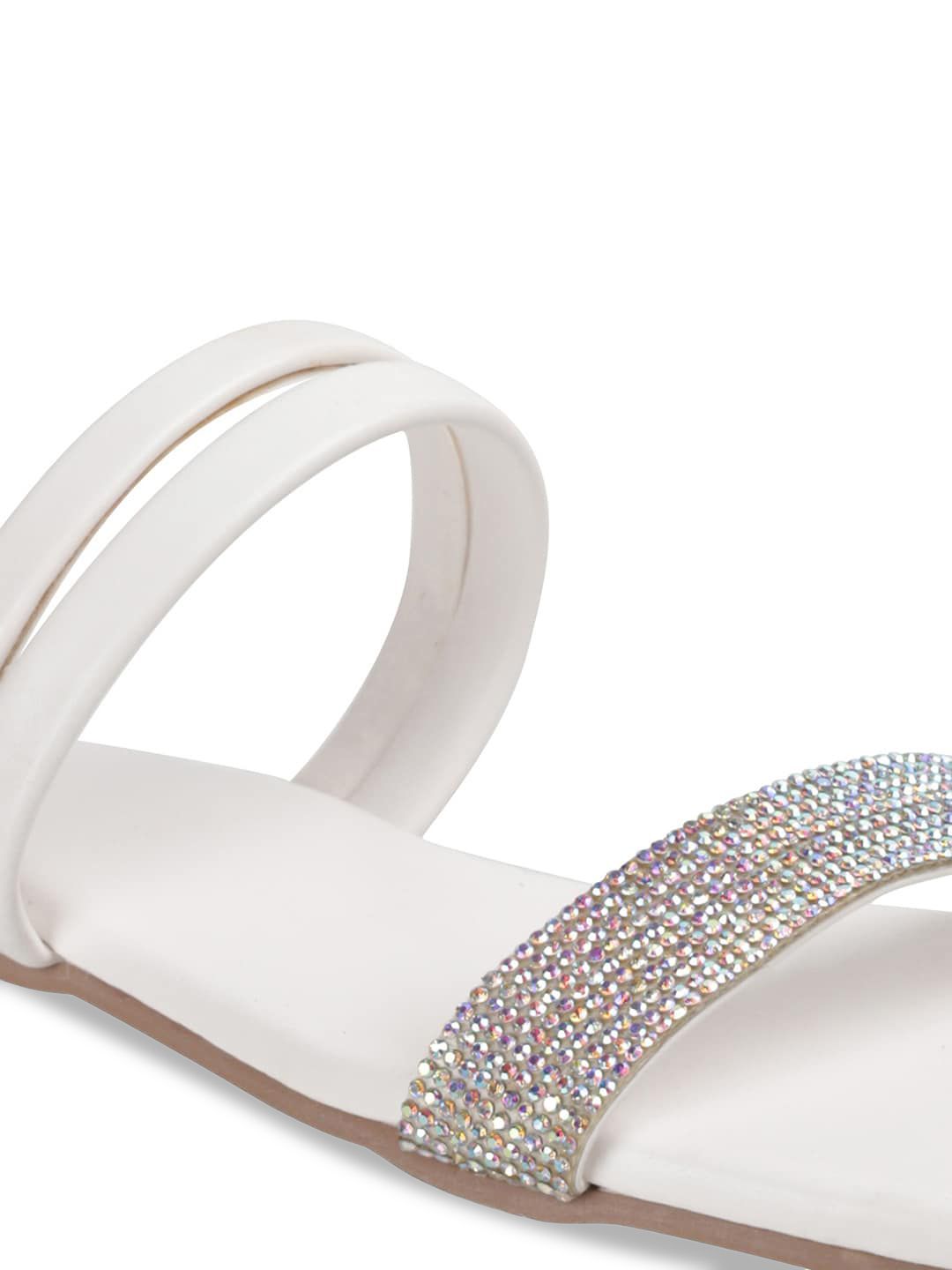 Mochi Embellished Open Toe Flats