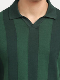THE BEAR HOUSE Striped Polo Collar Cotton T-shirt
