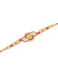 NVR Unisex Set of 2 Floral Artificial Beads Thread Rakhi With Roli Chawal Chandan Mishri
