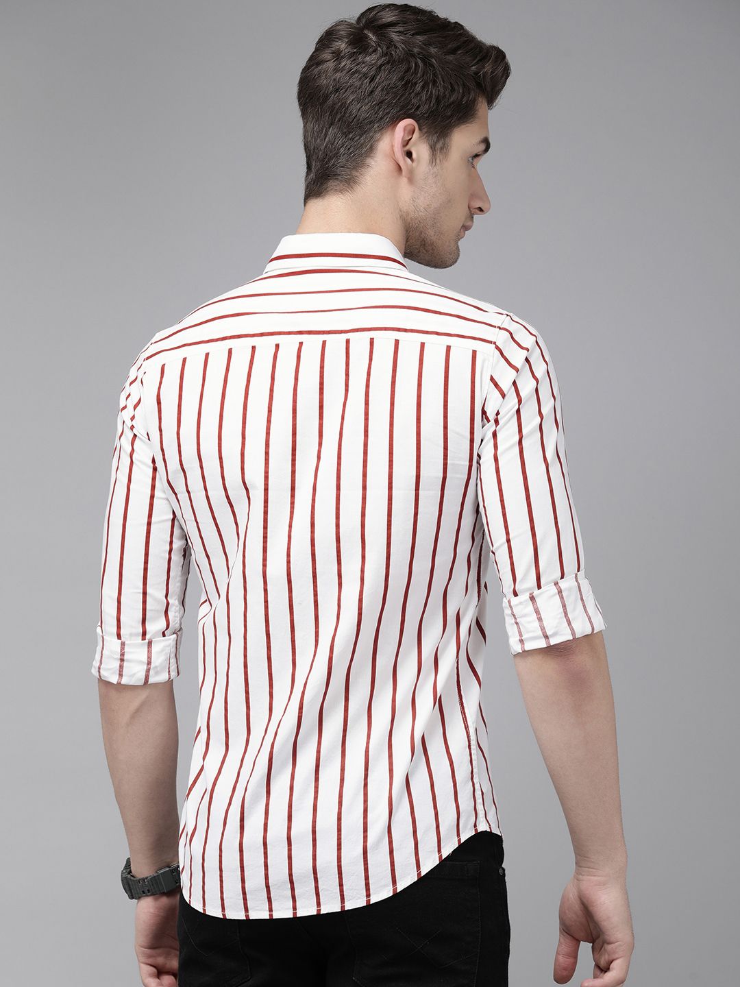 SPYKAR Slim Fit Striped Pure Cotton Casual Shirt