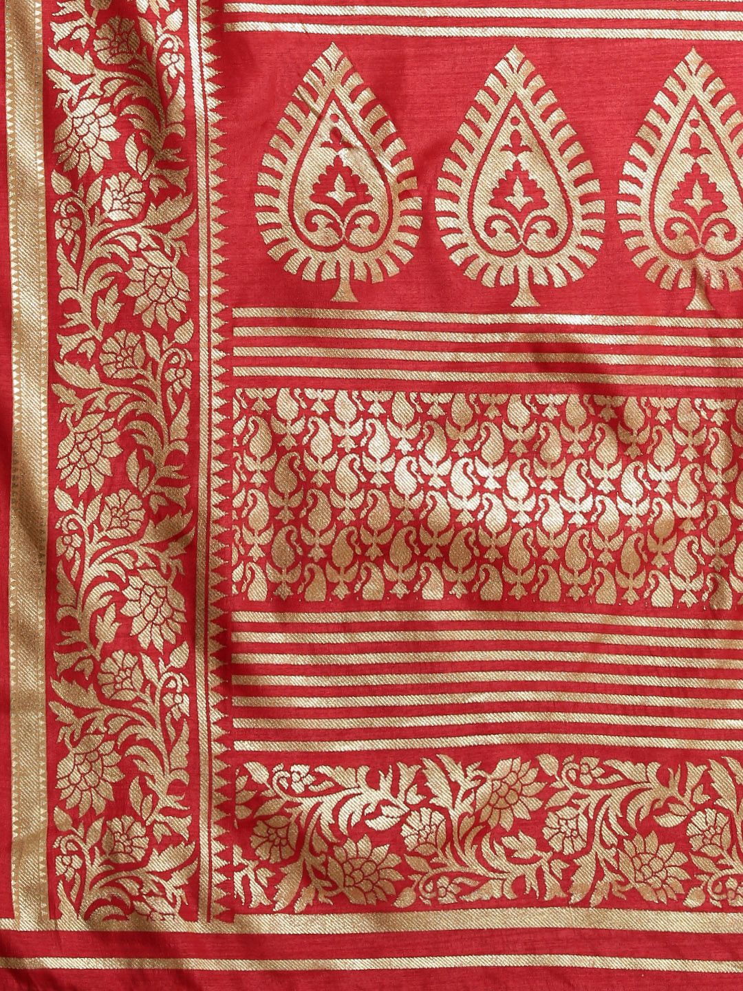 Saree mall Red & Golden Silk Blend Printed Patola Saree