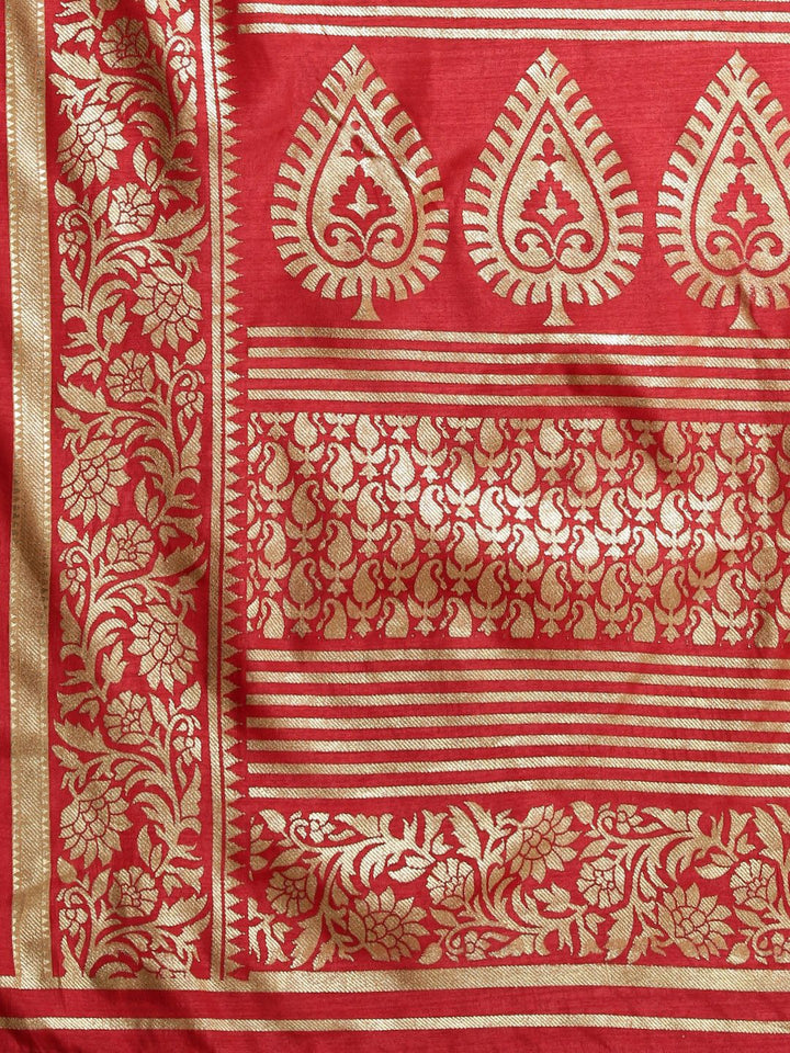 Saree mall Red & Golden Silk Blend Printed Patola Saree