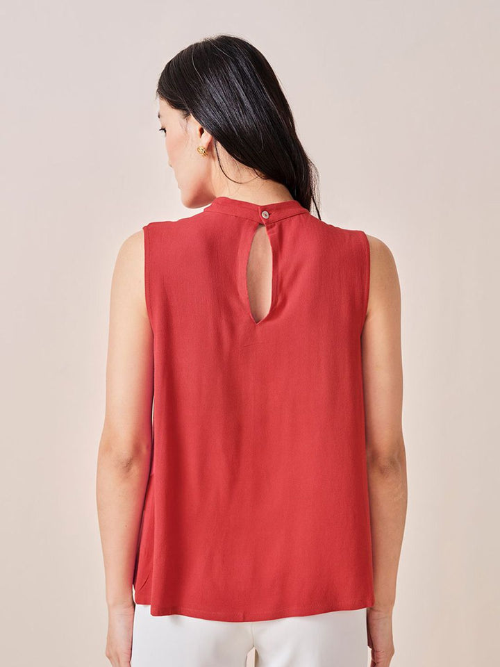 AND Women Solid High Neck Sleeveless Top