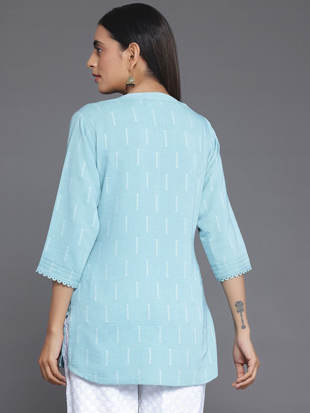 Libas Woven Design Mandarin Collar Straight Kurti