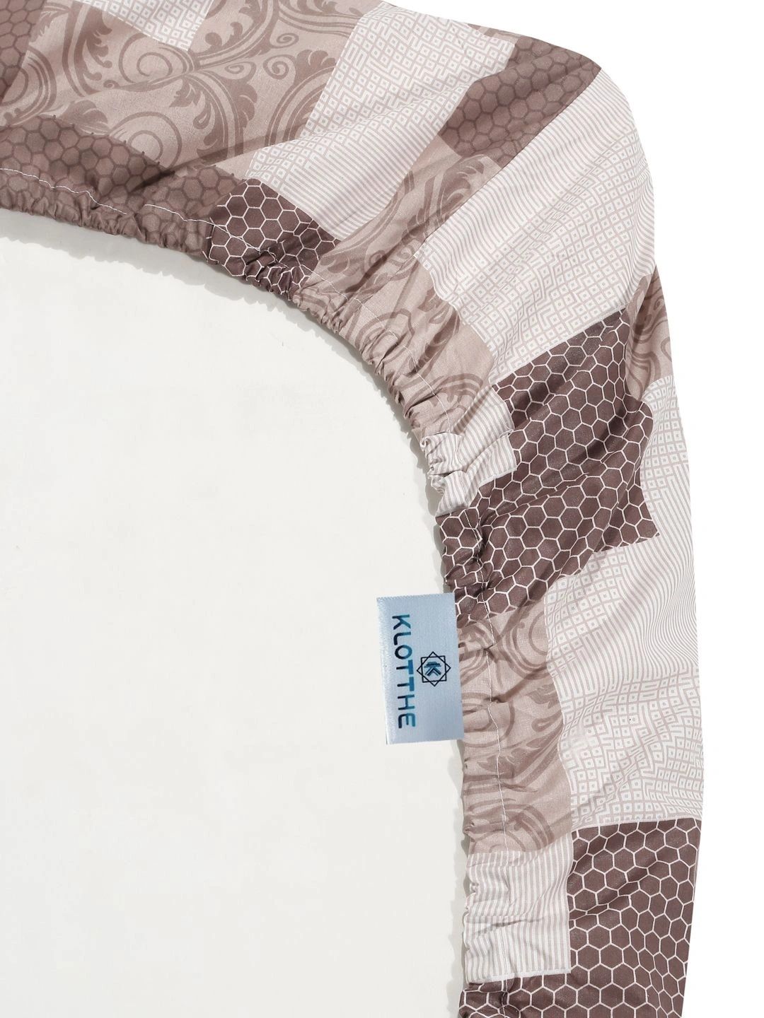 Moda Rapido X KLOTTHE Cadar Bujang Geometri Coklat & Putih 400 TC dengan 1 Sarung Bantal