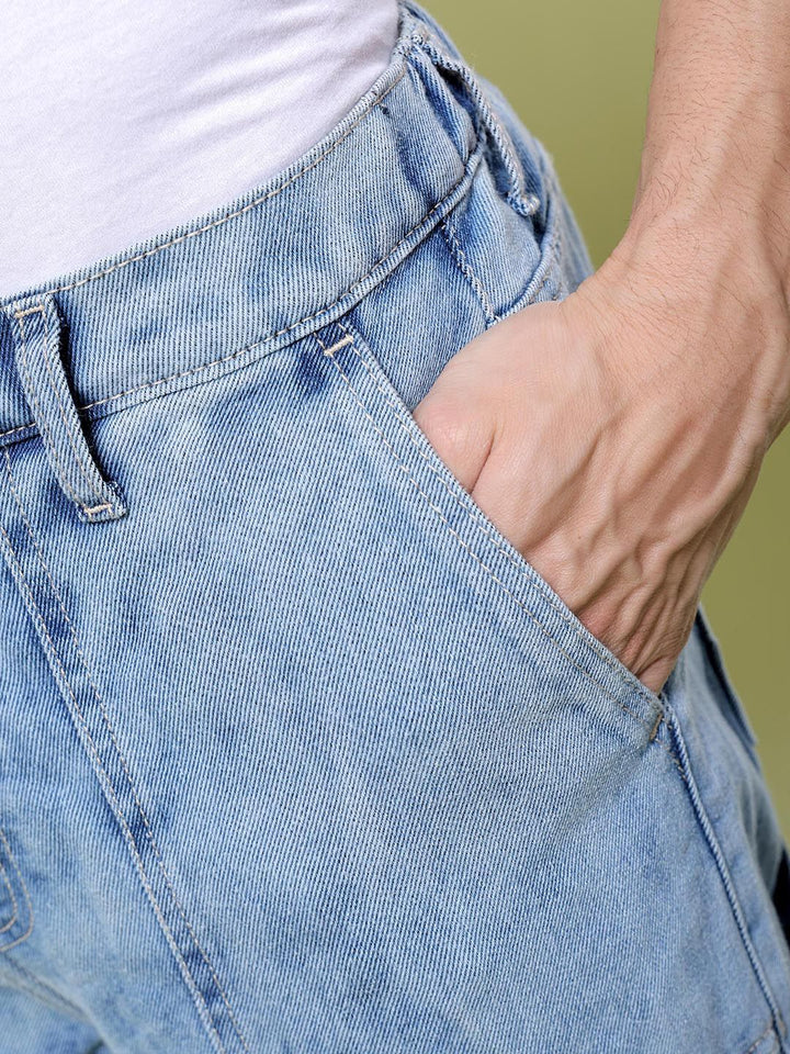 The Indian Garage Co Men Baggy Relaxed Fit Mid Rise Cotton Jeans