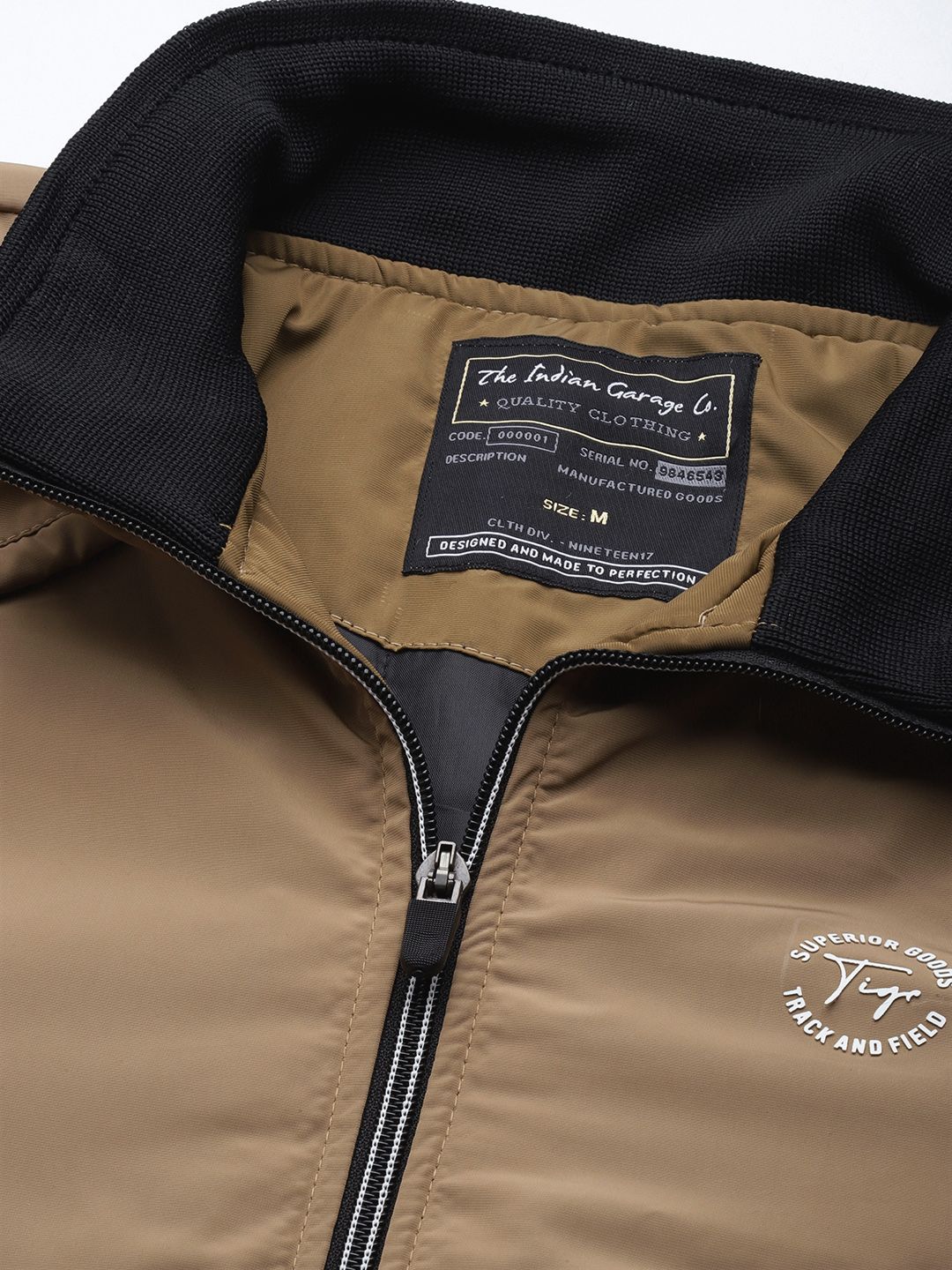 The Indian Garage Co Men Slim Fit High-Neck Zip-Front Bomber Jacket