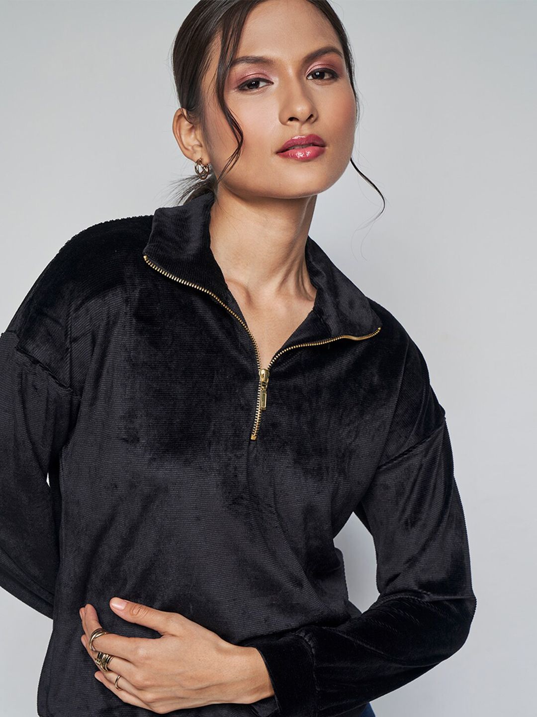 AND Shirt Collar Long Sleeves Sweatshirt
