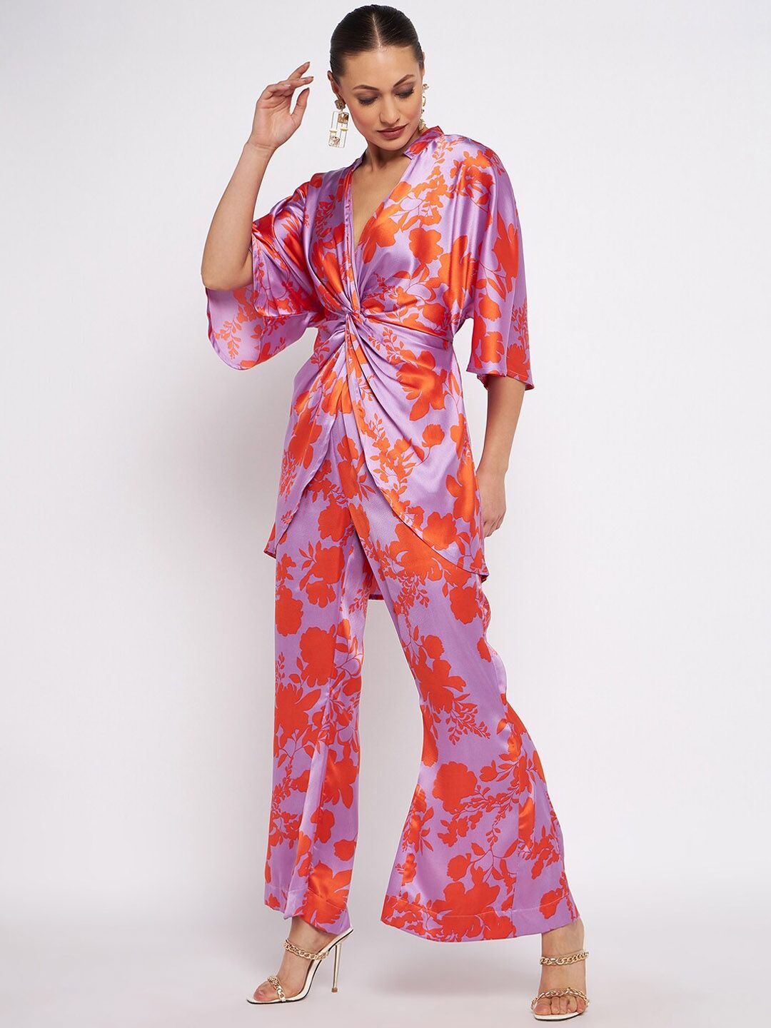 Antheaa Women Floral Printed Top & Trouser Co-Ord Set