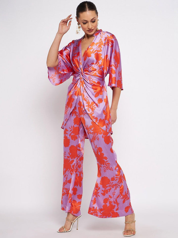 Antheaa Women Floral Printed Top & Trouser Co-Ord Set