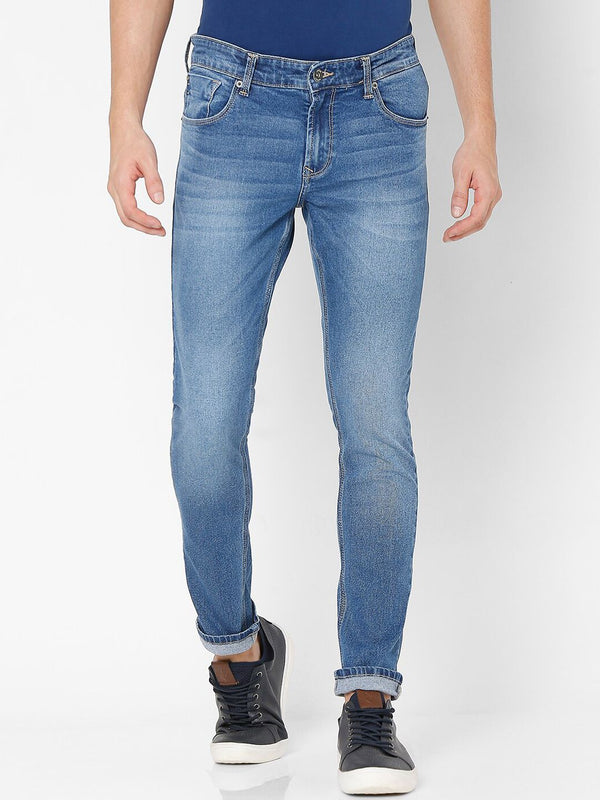 SPYKAR Men Blue Super Skinny Fit Heavy Fade Cotton Jeans