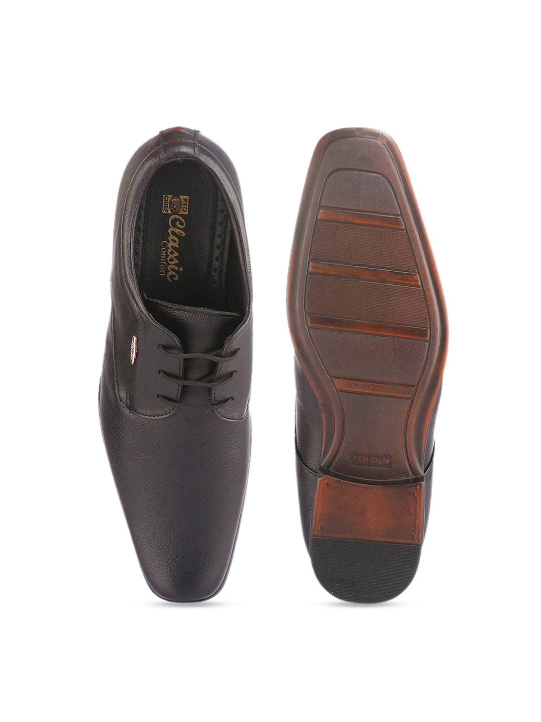Red Chief Men Black Solid Leather Formal Derbys