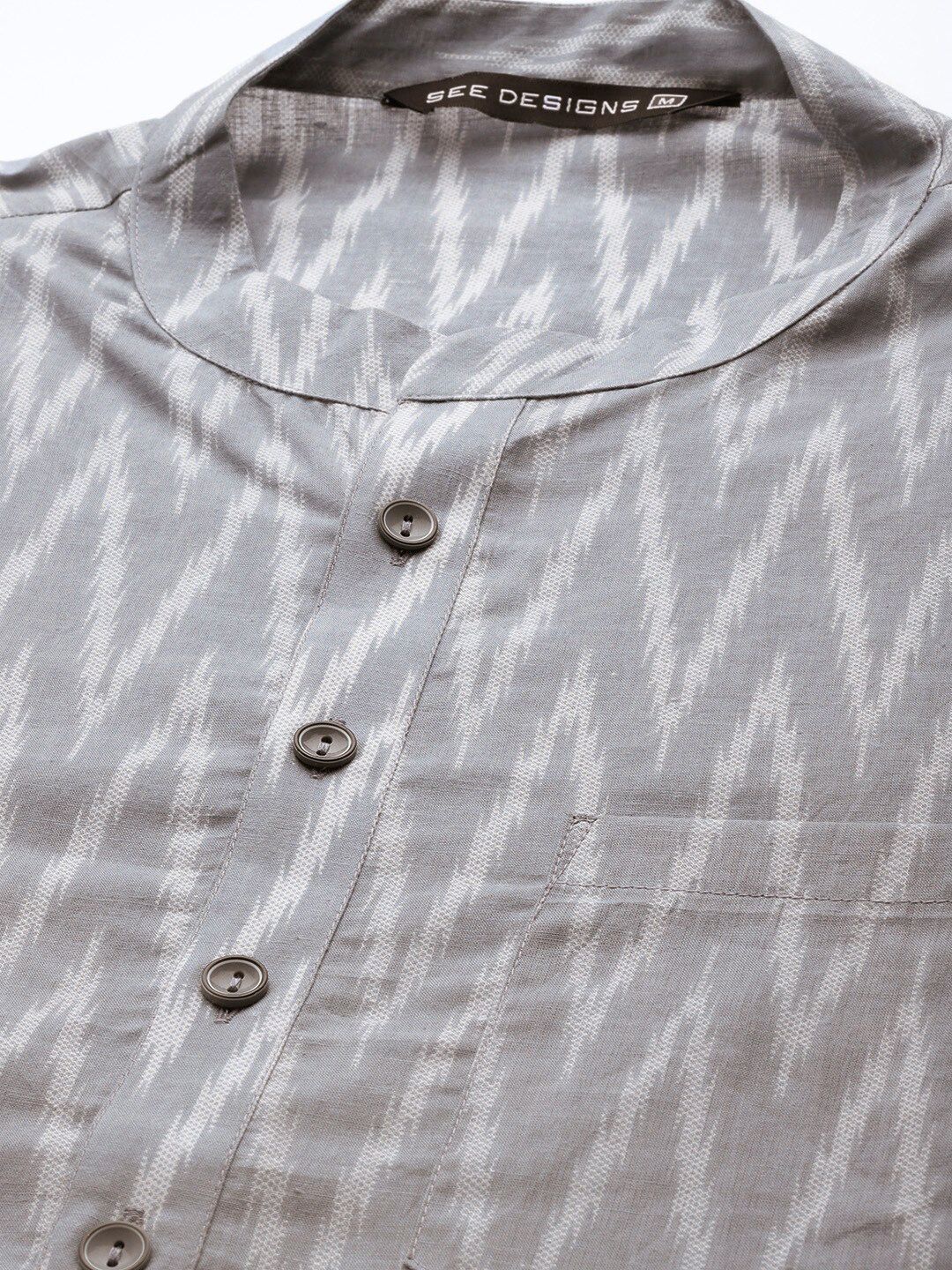 See Designs Men Grey Striped Kurta