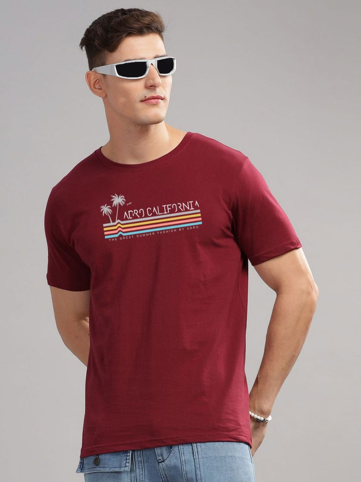 ADRO Typography Printed Round Neck Pure Cotton T-shirt
