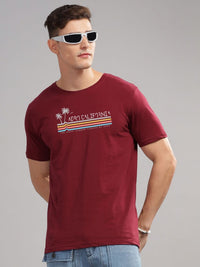 ADRO Typography Printed Round Neck Pure Cotton T-shirt