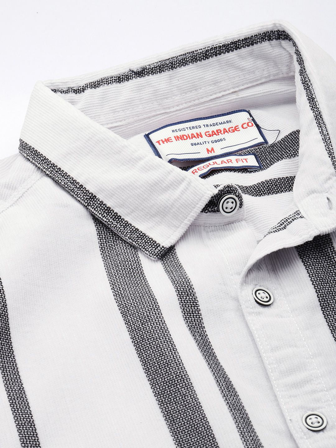 The Indian Garage Co Vertical Stripes Corduroy Pure Cotton Casual Shirt
