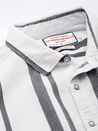 The Indian Garage Co Vertical Stripes Corduroy Pure Cotton Casual Shirt
